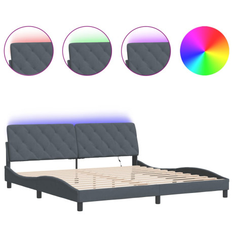 vidaXL Bedframe met LED-verlichting fluweel donkergrijs 200x200 cm afbeelding2 - 1