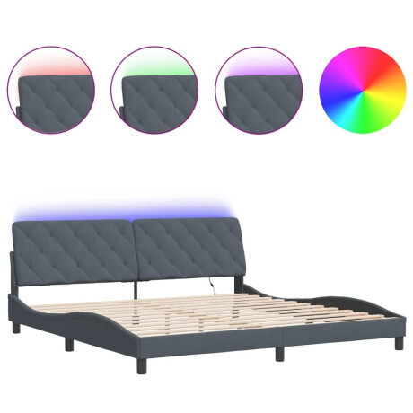 vidaXL Bedframe met LED zonder matras fluweel donkergrijs 200x200 cm afbeelding2 - 1