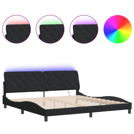 vidaXL Bedframe met LED-verlichting fluweel zwart 200x200 cm afbeelding2 - 1