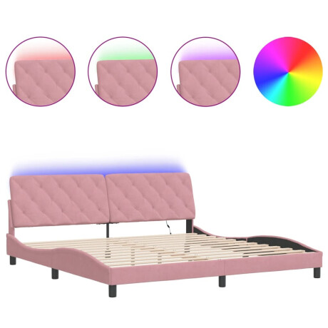 vidaXL Bedframe met LED zonder matras fluweel roze 200x200 cm afbeelding2 - 1