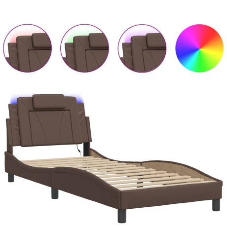 vidaXL Bedframe "Viana" met LED zonder matras kunstleer bruin 90x190 cm afbeelding2 - 1