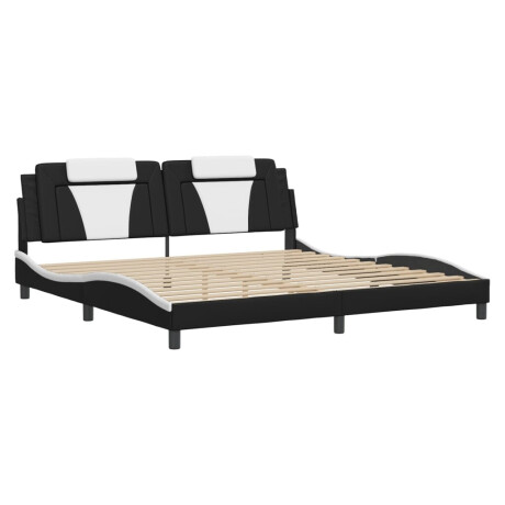 vidaXL Bedframe "Viana" met LED zonder matras kunstleer zwart en wit 200x200 cm afbeelding2 - 1
