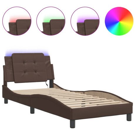 vidaXL Bedframe met LED zonder matras "Zadar" kunstleer bruin 90x190 cm afbeelding2 - 1