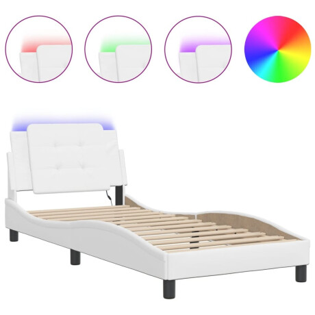 vidaXL Bedframe met LED zonder matras "Zadar" kunstleer wit 90x200 cm afbeelding2 - 1