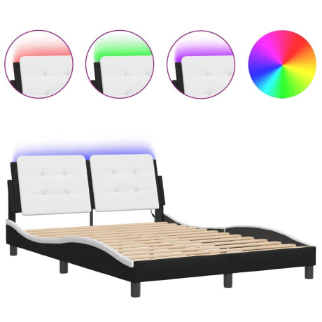 vidaXL Bedframe met LED zonder matras "Zadar" kunstleer zwart en wit 120x200 cm afbeelding2 - 1