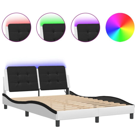 vidaXL Bedframe met LED zonder matras "Zadar" kunstleer wit en zwart 120x200 cm afbeelding2 - 1