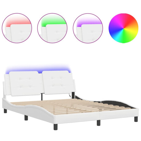 vidaXL Bedframe met LED zonder matras "Zadar" kunstleer wit 160x200 cm afbeelding2 - 1