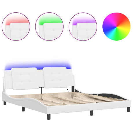 vidaXL Bedframe met LED zonder matras "Zadar" kunstleer wit 180x200 cm afbeelding2 - 1