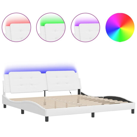 vidaXL Bedframe met LED zonder matras "Zadar" kunstleer wit 200x200 cm afbeelding2 - 1