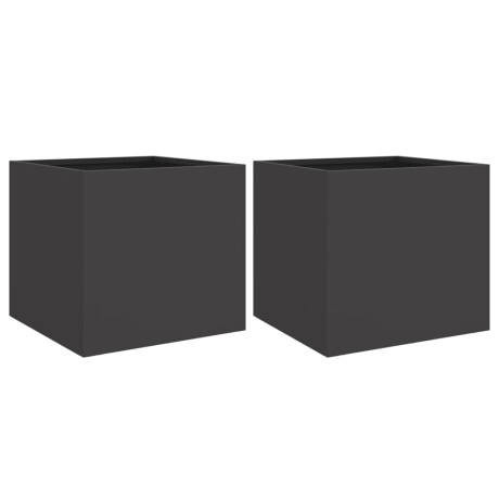 vidaXL Plantenbakken 2 st 32x30x29 cm staal zwart afbeelding2 - 1