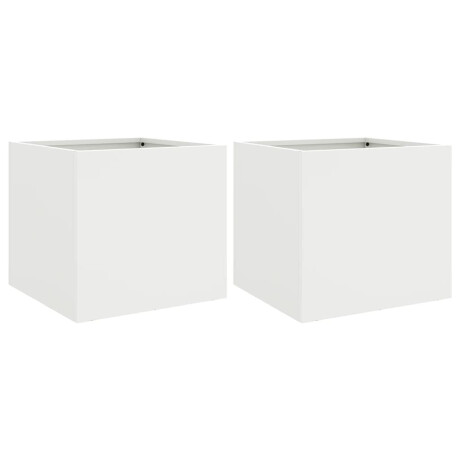 vidaXL Plantenbakken 2 st 32x30x29 cm staal wit afbeelding2 - 1
