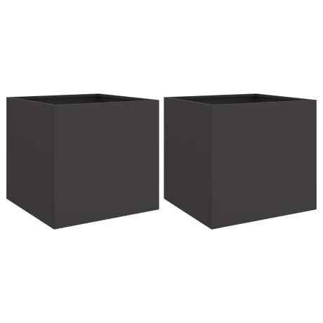 vidaXL Plantenbakken 2 st 42x40x39 cm staal zwart afbeelding2 - 1