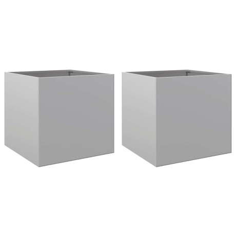 vidaXL Plantenbakken 2 st 42x40x39 cm gegalvaniseerd staal zilverkleur afbeelding2 - 1