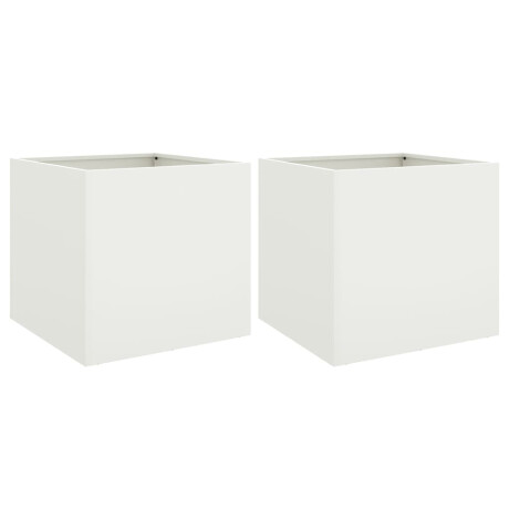 vidaXL Plantenbakken 2 st 49x47x46 cm staal wit afbeelding2 - 1