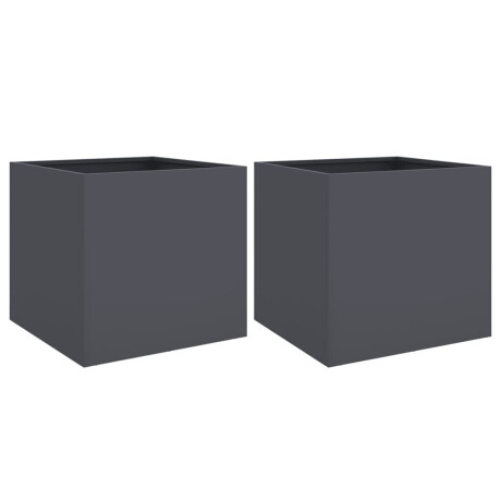 vidaXL Plantenbakken 2 st 49x47x46 cm staal antracietkleurig afbeelding2 - 1