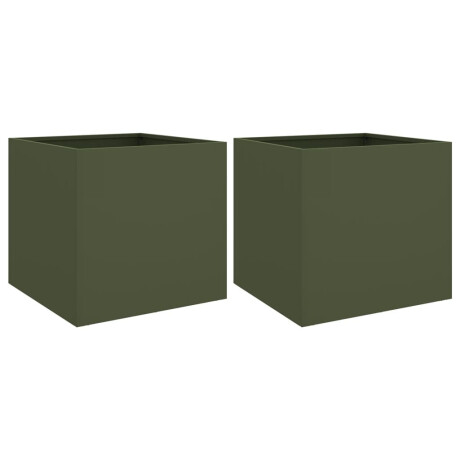 vidaXL Plantenbakken 2 st 49x47x46 cm staal olijfgroen afbeelding2 - 1