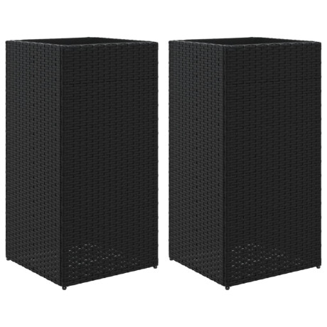 vidaXL Plantenbakken 2 st 40x40x80 cm poly rattan zwart afbeelding2 - 1