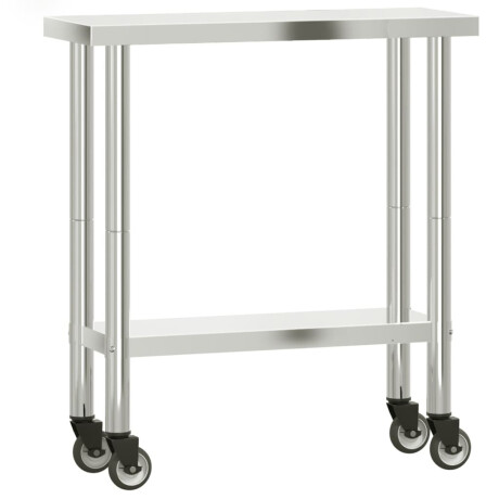 vidaXL Keukenwerktafel met wielen 82,5x30x85 cm roestvrij staal afbeelding2 - 1