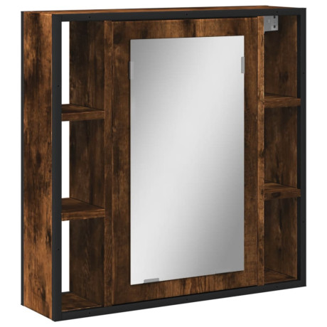 vidaXL Badkamerspiegelkast 60x16x60 cm bewerkt hout gerookt eikenkleur afbeelding2 - 1
