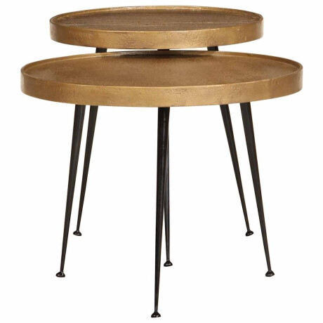 vidaXL Salontafel 2 stuks Gouden bewerkt hout afbeelding2 - 1