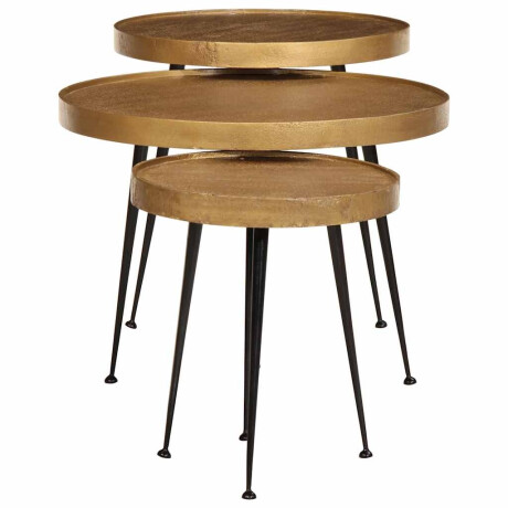 vidaXL Salontafel 3 stuks Goudkleurig bewerkt hout afbeelding2 - 1