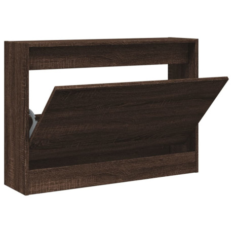 vidaXL Schoenenkast 80x21x57 cm bewerkt hout bruin eikenkleur afbeelding2 - 1