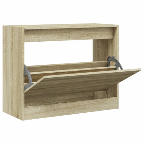 vidaXL Schoenenkast 80x34x63 cm bewerkt hout sonoma eikenkleurig afbeelding2 - 1