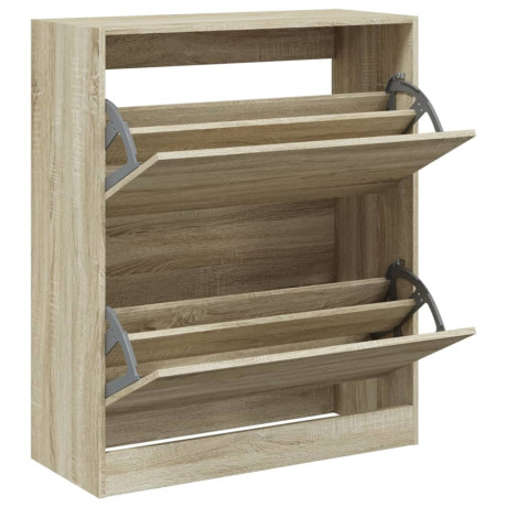 vidaXL Schoenenkast 80x34x96,5 cm bewerkt hout sonoma eikenkleurig afbeelding2 - 1