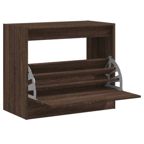 vidaXL Schoenenkast 80x42x69 cm bewerkt hout bruin eikenkleur afbeelding2 - 1