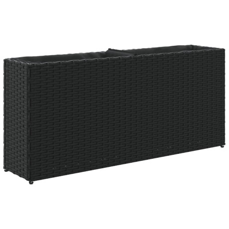 vidaXL Plantenbak met 2 potten 90x20x40 cm poly rattan zwart afbeelding2 - 1