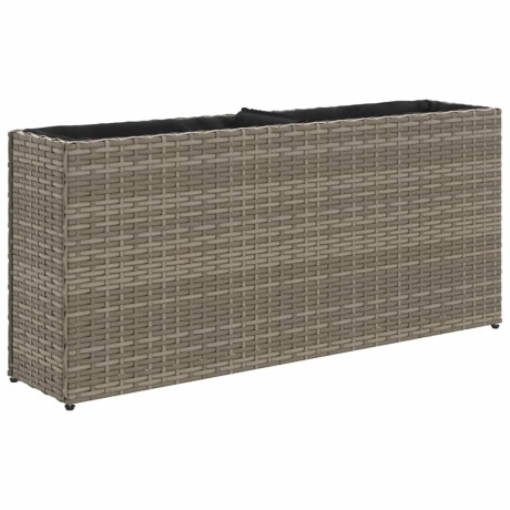 vidaXL Plantenbak met 2 potten 90x20x40 cm poly rattan grijs afbeelding2 - 1
