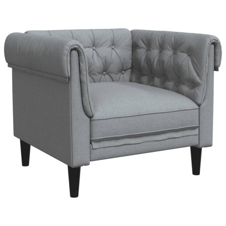 vidaXL Fauteuil Chesterfield-stijl stof lichtgrijs afbeelding2 - 1