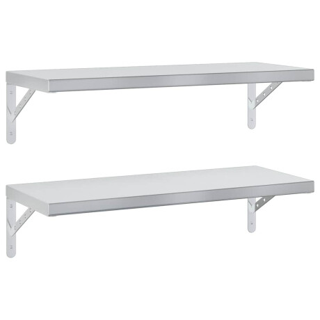 vidaXL Wandschappen 2 st 75x30 cm roestvrijstaal zilverkleurig afbeelding2 - 1
