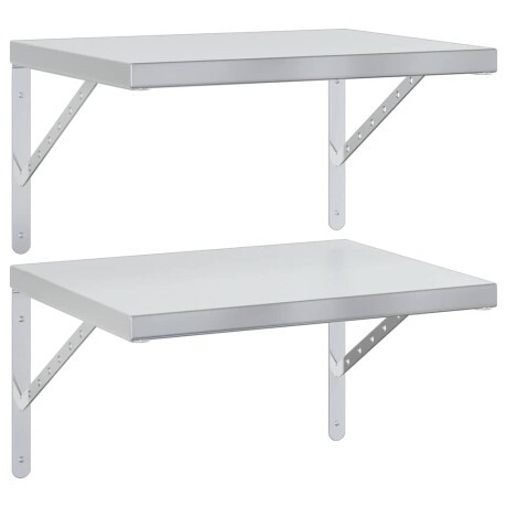 vidaXL Wandschappen 2 st 50x40 cm roestvrijstaal zilverkleurig afbeelding2 - 1