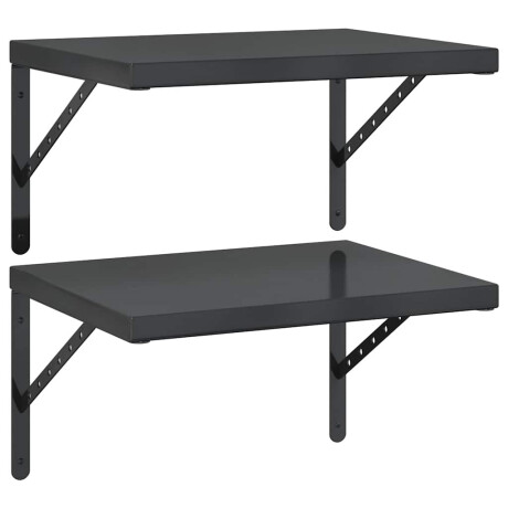 vidaXL Wandschappen 2 st 50x40 cm roestvrijstaal zwart afbeelding2 - 1