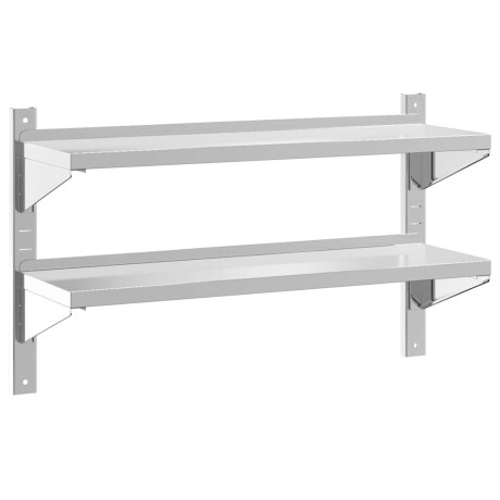 vidaXL Wandschap 2-laags 100x30x60 cm roestvrijstaal zilverkleurig afbeelding2 - 1