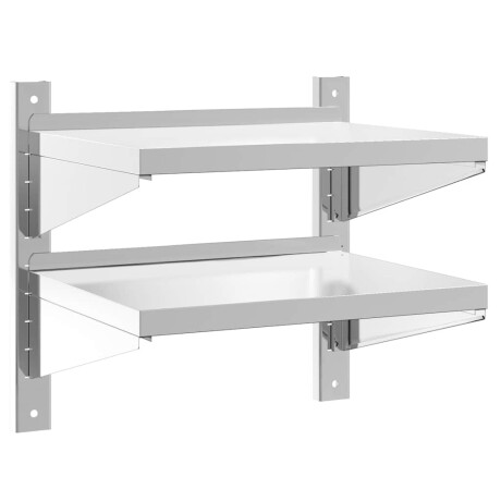 vidaXL Wandschap 2-laags 50x40x48 cm roestvrijstaal zilverkleurig afbeelding2 - 1
