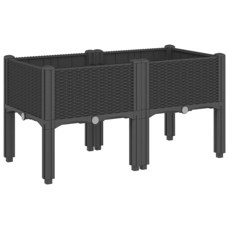 vidaXL Plantenbak met poten 80x40x42 cm polypropeen zwart afbeelding2 - 1