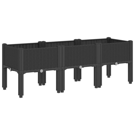 vidaXL Plantenbak met poten 120x40x42 cm polypropeen zwart afbeelding2 - 1