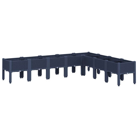 vidaXL Plantenbak met poten 200x160x42 cm polypropeen blauwgrijs afbeelding2 - 1