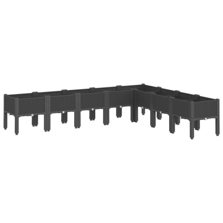 vidaXL Plantenbak met poten 200x160x42 cm polypropeen zwart afbeelding2 - 1
