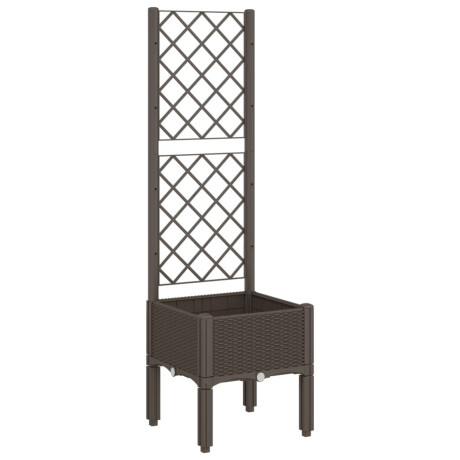vidaXL Plantenbak met latwerk 40x40x142 cm polypropeen bruin afbeelding2 - 1