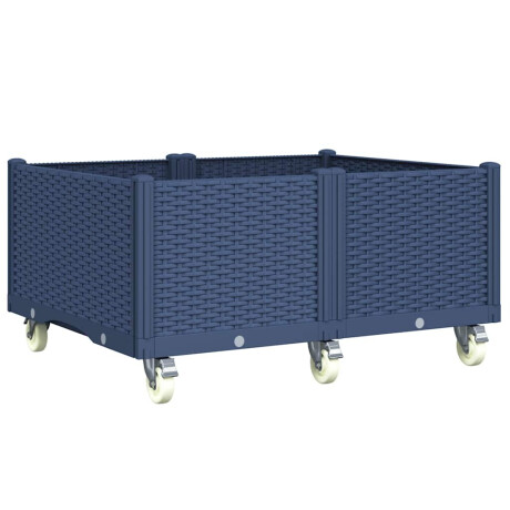 vidaXL Plantenbak met wielen 100x80x54 cm polypropeen blauwgrijs afbeelding2 - 1