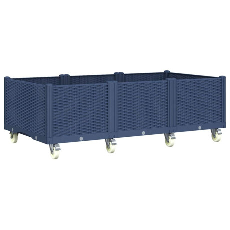 vidaXL Plantenbak met wielen 150x80x54 cm polypropeen blauwgrijs afbeelding2 - 1