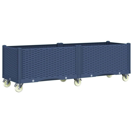 vidaXL Plantenbak met wielen 160x50x54 cm polypropeen blauwgrijs afbeelding2 - 1