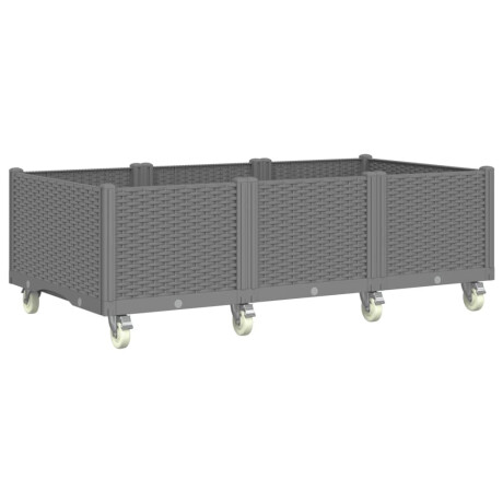 vidaXL Plantenbak met wielen 150x80x54 cm polypropeen lichtgrijs afbeelding2 - 1