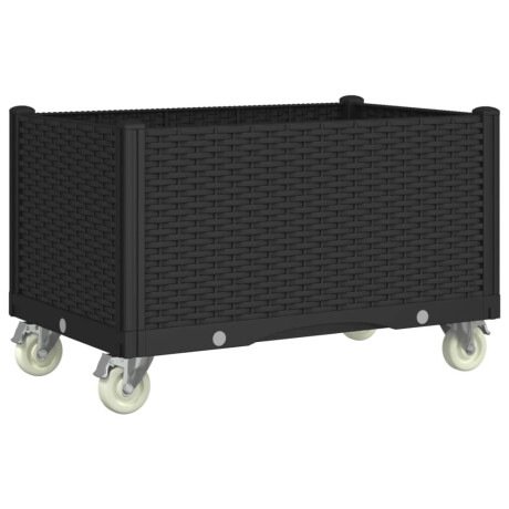 vidaXL Plantenbak met wielen 80x50x54 cm polypropeen zwart afbeelding2 - 1