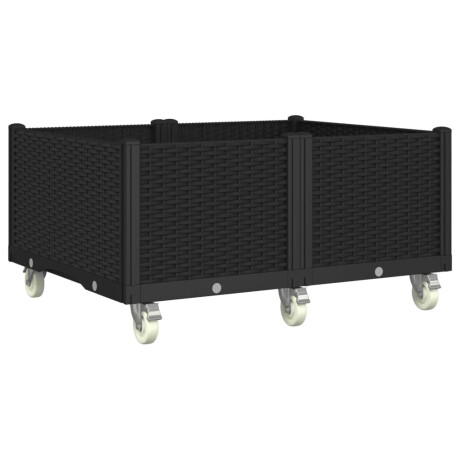 vidaXL Plantenbak met wielen 100x80x54 cm polypropeen zwart afbeelding2 - 1