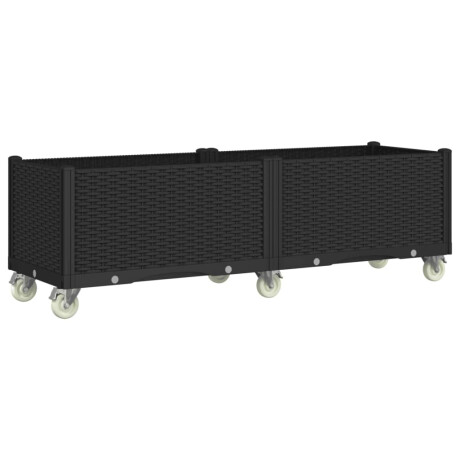 vidaXL Plantenbak met wielen 160x50x54 cm polypropeen zwart afbeelding2 - 1