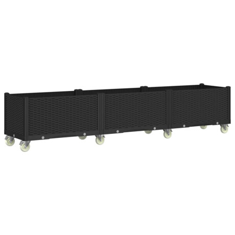 vidaXL Plantenbak met wielen 240x50x54 cm polypropeen zwart afbeelding2 - 1